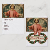 KIND JESUS MET ANGELS EN CHRISMAS CROWNEN, parels Visitekaartje (Voorkant / Achterkant)