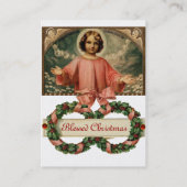 KIND JESUS MET ANGELS EN CHRISMAS CROWNEN, parels Visitekaartje (Achterkant)