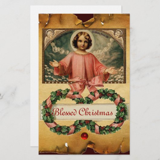 KIND JESUS MET ANGELS EN CHRISMAS CROWNS BRIEFPAPIER (Voorkant / Achterkant)