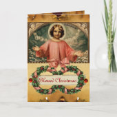 KIND JESUS MET ANGELS EN CHRISMAS CROWNS FEESTDAGEN KAART (Voorkant)