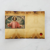 KIND JESUS MET ANGELS EN CHRISMAS CROWNS FEESTDAGEN KAART (Binnen)