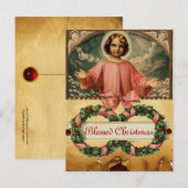 KIND JESUS MET ANGELS EN CHRISTMAS CROWNEN FEESTDAGENKAART (Voorkant / Achterkant)