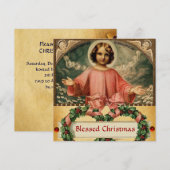 KIND JESUS MET ANGELS EN CHRISTMAS CROWNEN KAART (Voorkant / Achterkant)