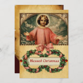 KIND JESUS MET ANGELS EN CHRISTMAS CROWNEN KAART (Voorkant / Achterkant)