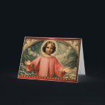KIND JESUS MET ANGELS FEESTDAGEN KAART<br><div class="desc">Colorful levendige,  oogstjaar kerstkind Jezus met gevleugelde kerubs.</div>