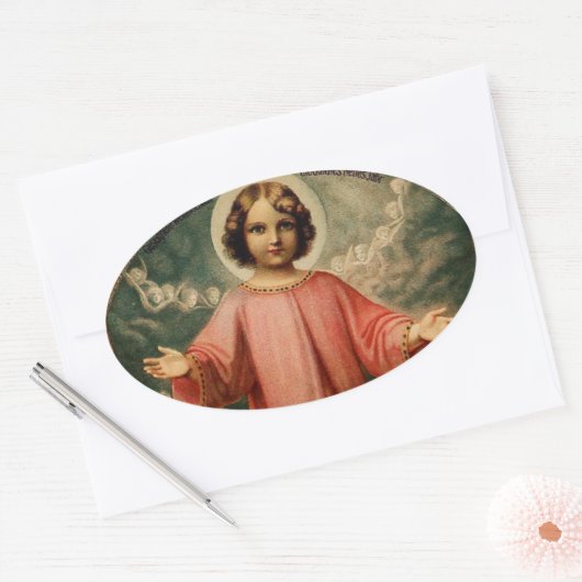 KIND JESUS MET ANGELS, OVALE STICKER (Envelop)