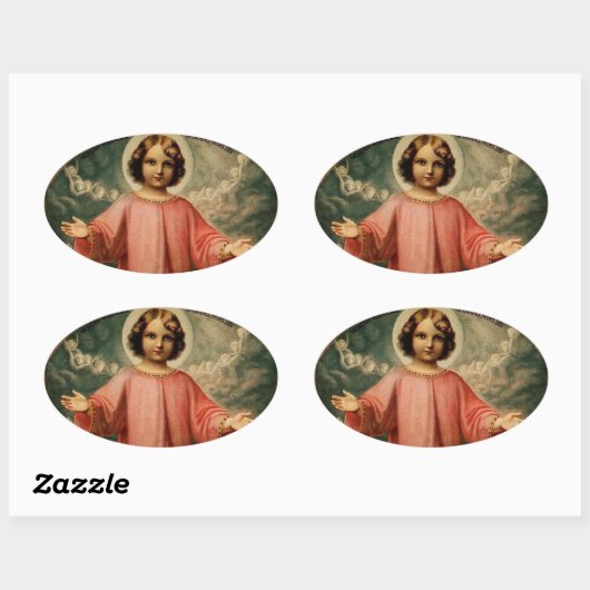 KIND JESUS MET ANGELS, OVALE STICKER (Vel)