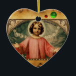 KIND JESUS MET ANGELS, Parchment Keramisch Ornament<br><div class="desc">Een kleurrijk levendig,  oud kerstdesign kind Jezus met gevleugelde kerubs.Elegant design met een helder 3D-roodroodroodrotsgeur.</div>