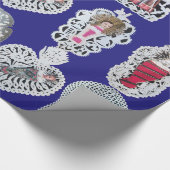 Kind Jezus, Antiek kerstpapier, blauw Cadeaupapier (Hoek)