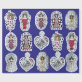 Kind Jezus, Antiek kerstpapier, blauw Cadeaupapier (Vlak)