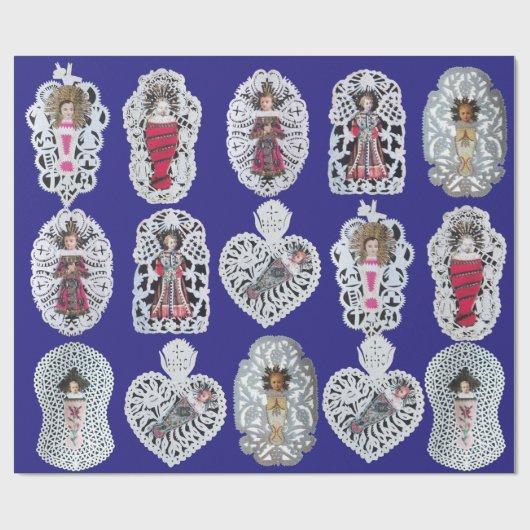 Kind Jezus, Antiek kerstpapier, blauw Cadeaupapier (Vlak)