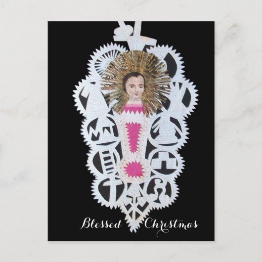 Kind Jezus, Antiek kerstpapier Feestdagenkaart (Voorkant)