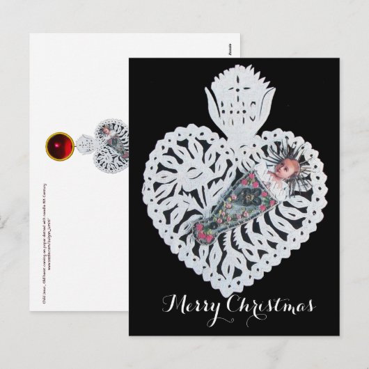 Kind Jezus, Antiek kerstpapier Feestdagenkaart (Voorkant / Achterkant)