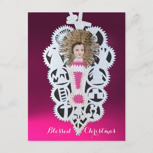 Kind Jezus, Antiek kerstpapier Feestdagenkaart (Voorkant)