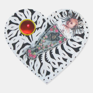 Kind Jezus, Antiek kerstpapier Hart Sticker