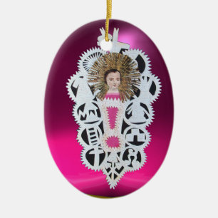 Kind Jezus, Antiek kerstpapier Keramisch Ornament