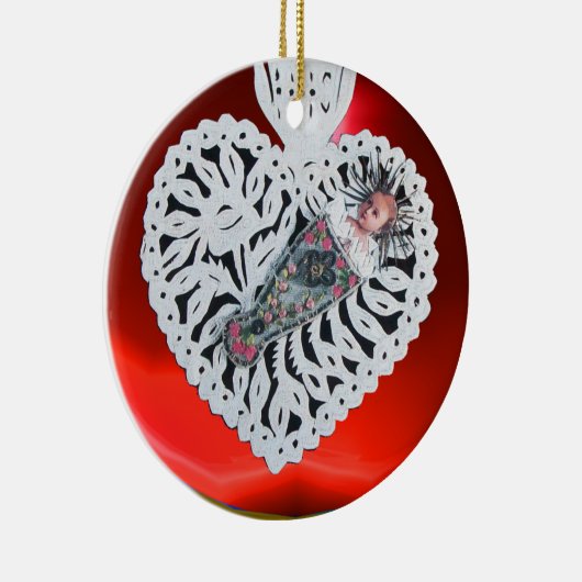 Kind Jezus, Antiek kerstpapier Keramisch Ornament (Rechts)