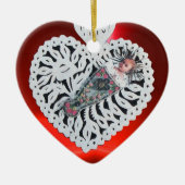 Kind Jezus, Antiek kerstpapier Keramisch Ornament (Voorkant)