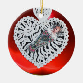 Kind Jezus, Antiek kerstpapier Keramisch Ornament (Voorkant)