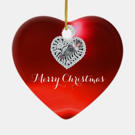 Kind Jezus, Antiek kerstpapier Keramisch Ornament (Achterkant)