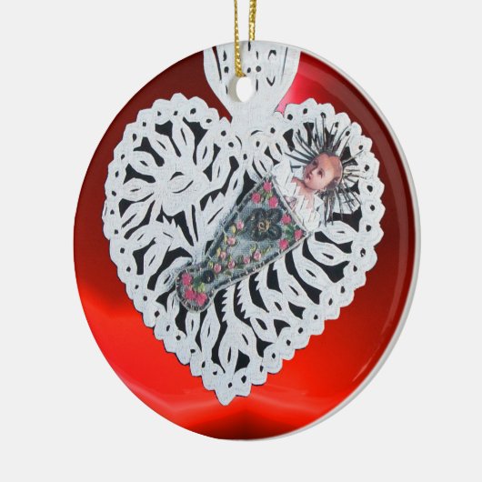 Kind Jezus, Antiek kerstpapier Keramisch Ornament (Links)