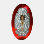 Kind Jezus, Antiek kerstpapier Keramisch Ornament (Rechts)