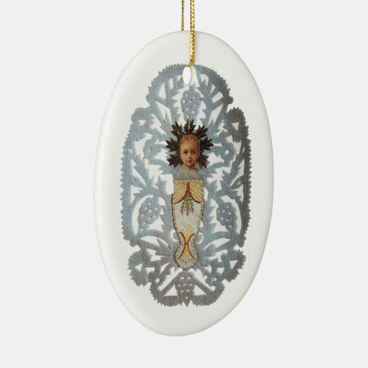 Kind Jezus, Antiek kerstpapier Keramisch Ornament (Rechts)