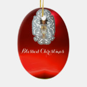 Kind Jezus, Antiek kerstpapier Keramisch Ornament (Achterkant)