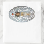 Kind Jezus, Antiek kerstpapier met ruby Ovale Sticker (Tas)