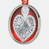 Kind Jezus, Antiek kerstpapier Metalen Ornament (Links)