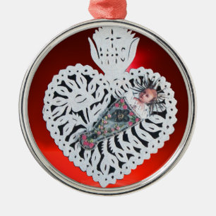 Kind Jezus, Antiek kerstpapier Metalen Ornament