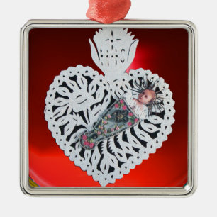 Kind Jezus, Antiek kerstpapier Metalen Ornament