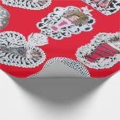 Kind Jezus, Antiek kerstpapier, rood Cadeaupapier (Hoek)