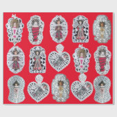 Kind Jezus, Antiek kerstpapier, rood Cadeaupapier (Vlak)