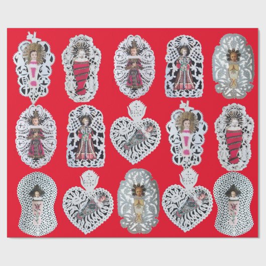 Kind Jezus, Antiek kerstpapier, rood Cadeaupapier (Vlak)