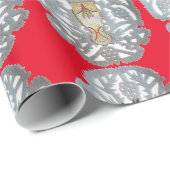 Kind Jezus, Antiek kerstpapier, rood Cadeaupapier (Rol Hoek)