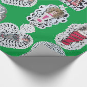 Kind Jezus, Antiek kerstpapier snijwerk, groen Cadeaupapier (Hoek)