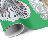 Kind Jezus, Antiek kerstpapier snijwerk, groen Cadeaupapier (Rol Hoek)