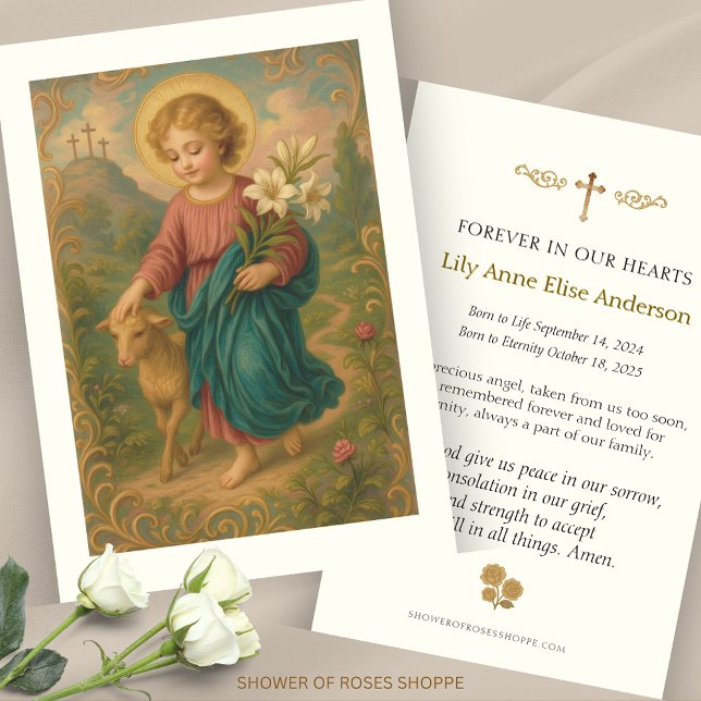 Kind Jezus Lam begrafenis gedenkgebed Visitekaartje (Creator heeft geüpload)