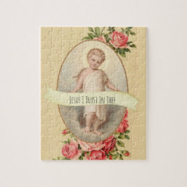Kind Jezus Religieus met  Roze & Rode Roos Legpuzzel