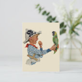  kind, jongen die pirate Parrot Bird speelt Briefkaart (Staand voorkant)