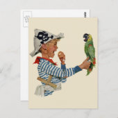  kind, jongen die pirate Parrot Bird speelt Briefkaart (Voorkant / Achterkant)