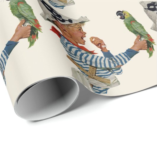  kind, jongen die pirate Parrot Bird speelt Cadeaupapier (Rol Hoek)