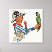 kind, jongen die pirate Parrot Bird speelt Canvas Afdruk (Voorkant)