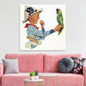 kind, jongen die pirate Parrot Bird speelt Canvas Afdruk (Insitu (Woonkamer))