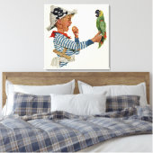 kind, jongen die pirate Parrot Bird speelt Canvas Afdruk (Insitu (Slaapkamer))
