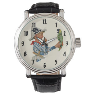 kind, jongen die pirate Parrot Bird speelt Horloge