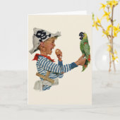  kind, jongen die pirate Parrot Bird speelt Kaart (Gele Bloem)
