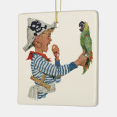  kind, jongen die pirate Parrot Bird speelt Keramisch Ornament (Links)