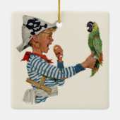  kind, jongen die pirate Parrot Bird speelt Keramisch Ornament (Achterkant)
